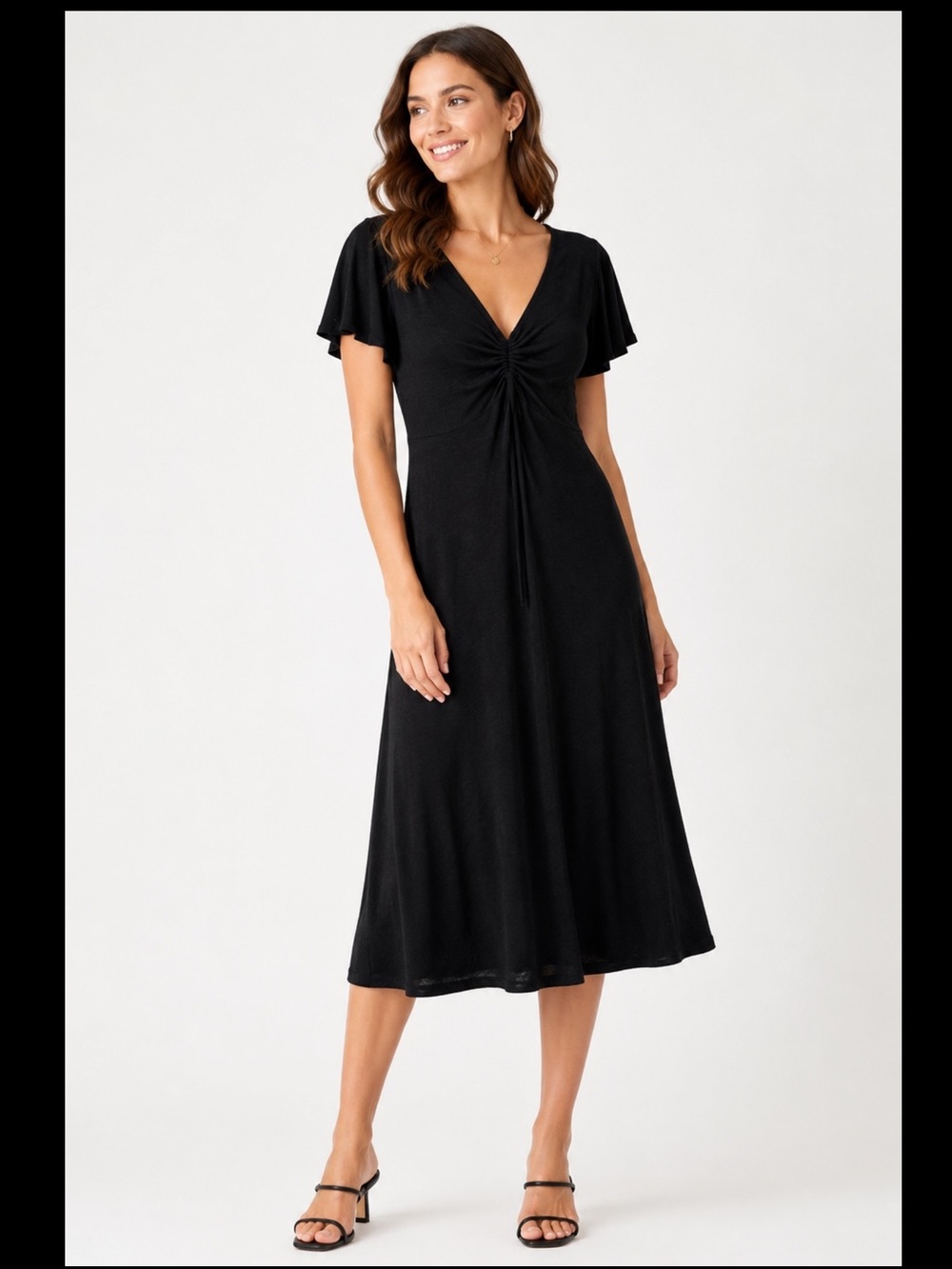 NEW MSK Women's Black Short-Sleeve V-Neck A-line Dress Petite Size MP